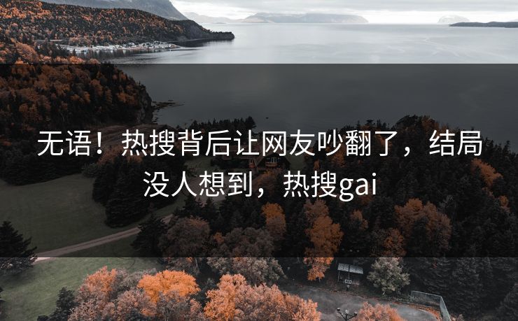 无语！热搜背后让网友吵翻了，结局没人想到，热搜gai