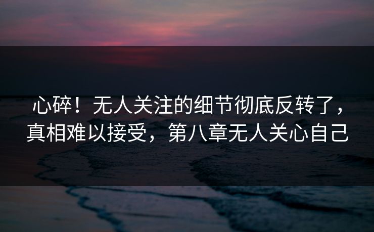 心碎！无人关注的细节彻底反转了，真相难以接受，第八章无人关心自己